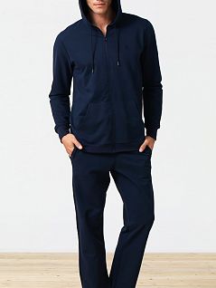 Теплая мужская толстовка на молнии синего цвета Blackspade b7305 Navy